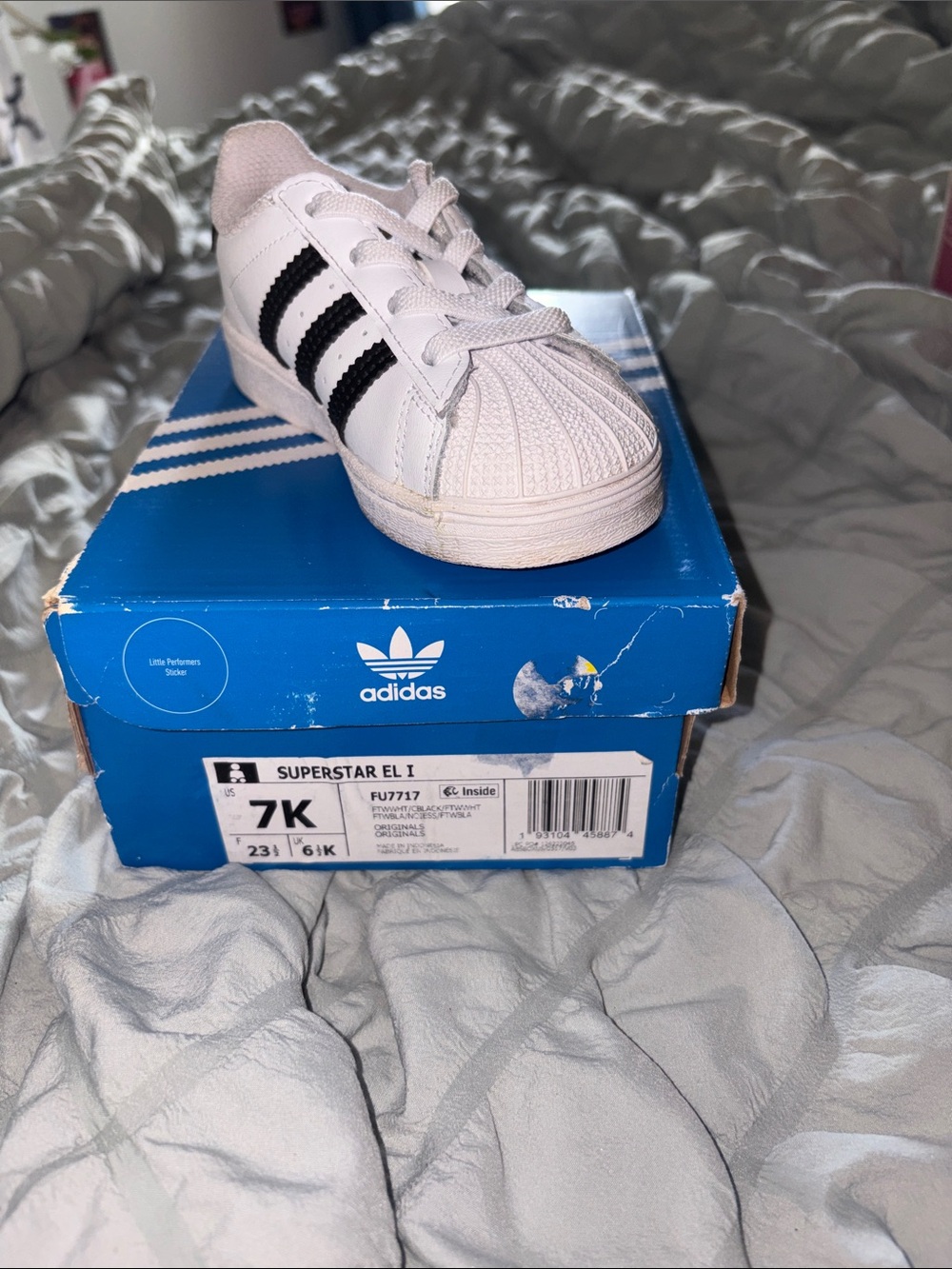 adidas Kids White Sneakers with Black Three Stripes